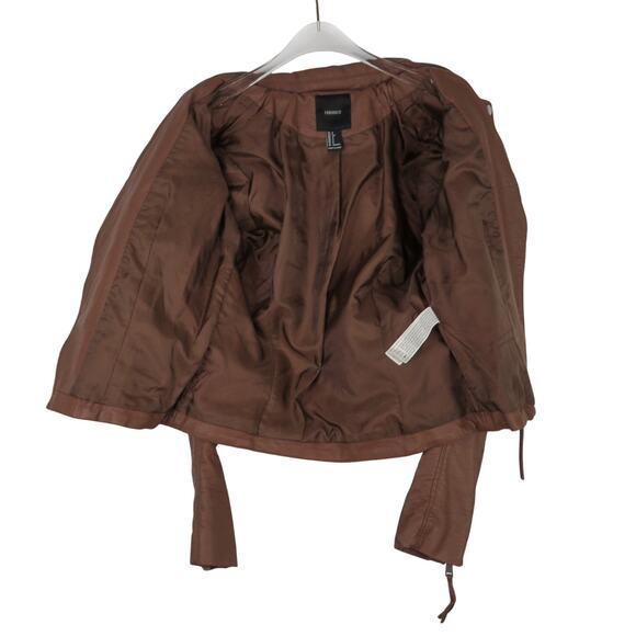 Forever 21 Brown Faux Leather Moto Jacket Small - Picture 3 of 10